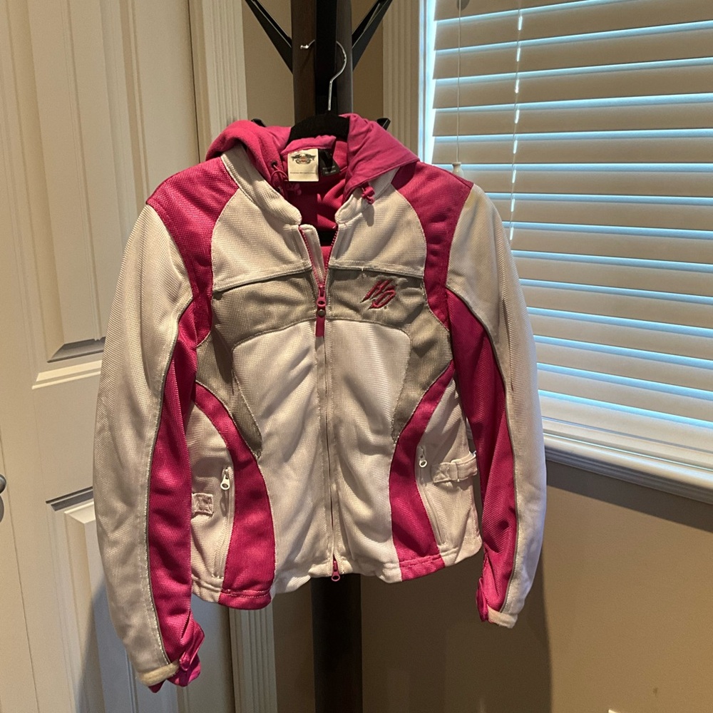 Women’s Harley Davidson Pink and White Mesh Riding Jacket